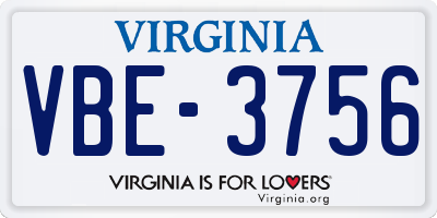 VA license plate VBE3756