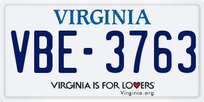 VA license plate VBE3763