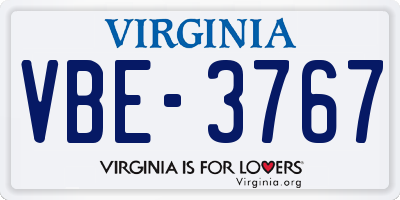 VA license plate VBE3767