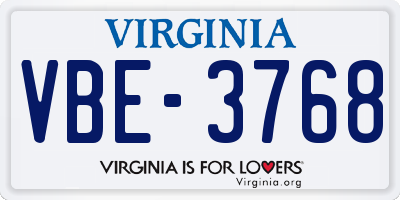 VA license plate VBE3768