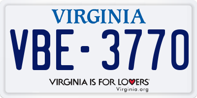 VA license plate VBE3770