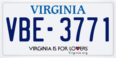 VA license plate VBE3771