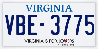 VA license plate VBE3775
