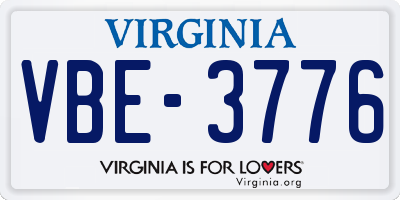 VA license plate VBE3776
