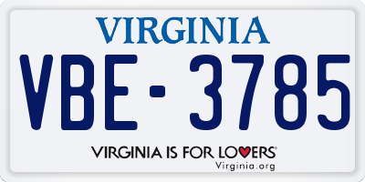 VA license plate VBE3785