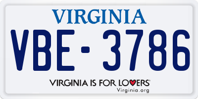 VA license plate VBE3786
