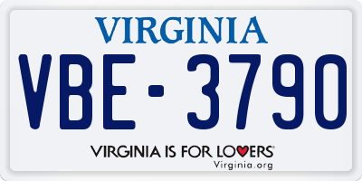 VA license plate VBE3790