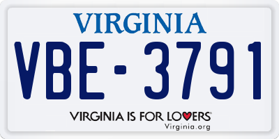 VA license plate VBE3791