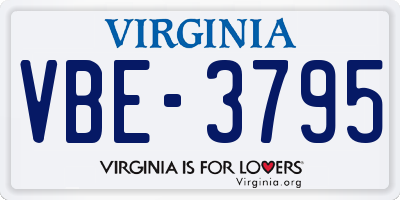 VA license plate VBE3795