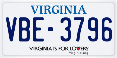 VA license plate VBE3796