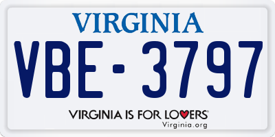 VA license plate VBE3797