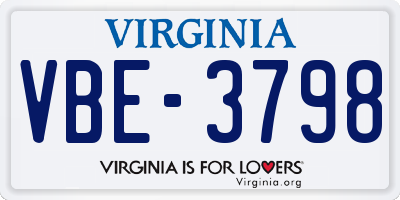 VA license plate VBE3798