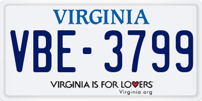 VA license plate VBE3799
