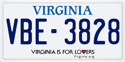 VA license plate VBE3828