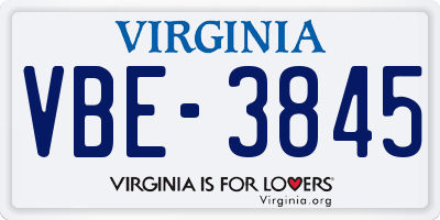 VA license plate VBE3845