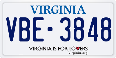 VA license plate VBE3848