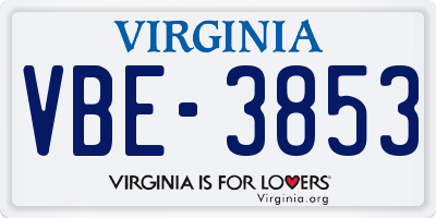 VA license plate VBE3853