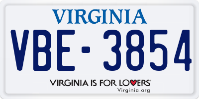 VA license plate VBE3854