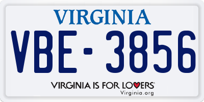VA license plate VBE3856