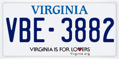 VA license plate VBE3882