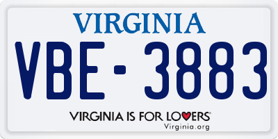 VA license plate VBE3883