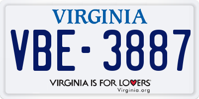 VA license plate VBE3887