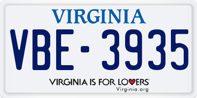 VA license plate VBE3935