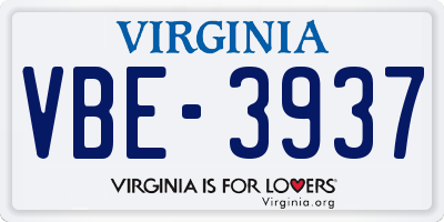 VA license plate VBE3937