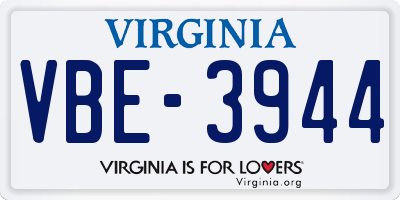 VA license plate VBE3944
