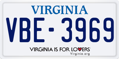 VA license plate VBE3969