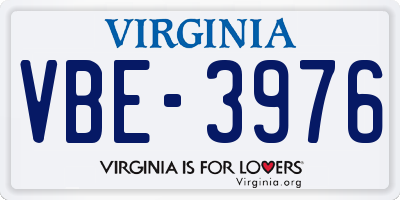 VA license plate VBE3976