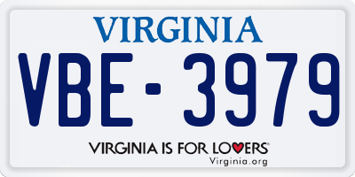 VA license plate VBE3979