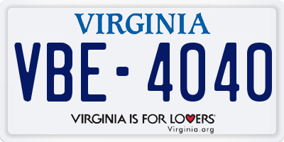 VA license plate VBE4040