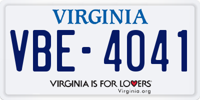 VA license plate VBE4041