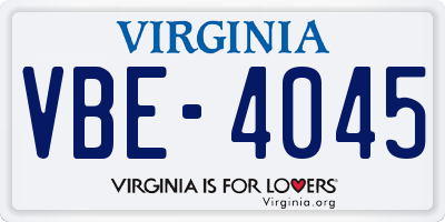 VA license plate VBE4045