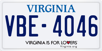 VA license plate VBE4046