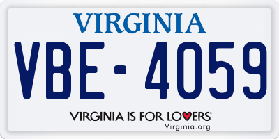 VA license plate VBE4059