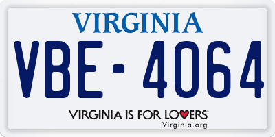VA license plate VBE4064