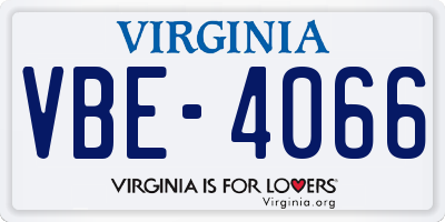 VA license plate VBE4066