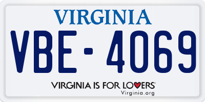 VA license plate VBE4069