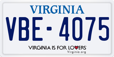 VA license plate VBE4075