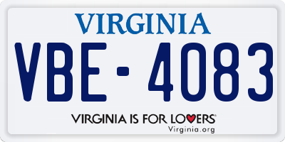 VA license plate VBE4083