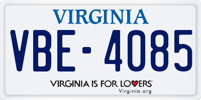 VA license plate VBE4085