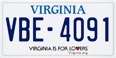VA license plate VBE4091