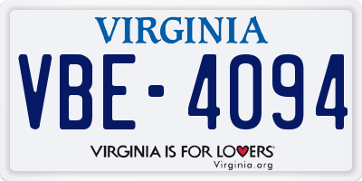 VA license plate VBE4094