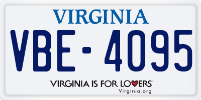 VA license plate VBE4095