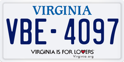 VA license plate VBE4097
