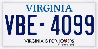 VA license plate VBE4099