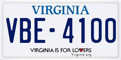 VA license plate VBE4100