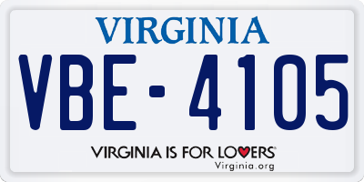 VA license plate VBE4105